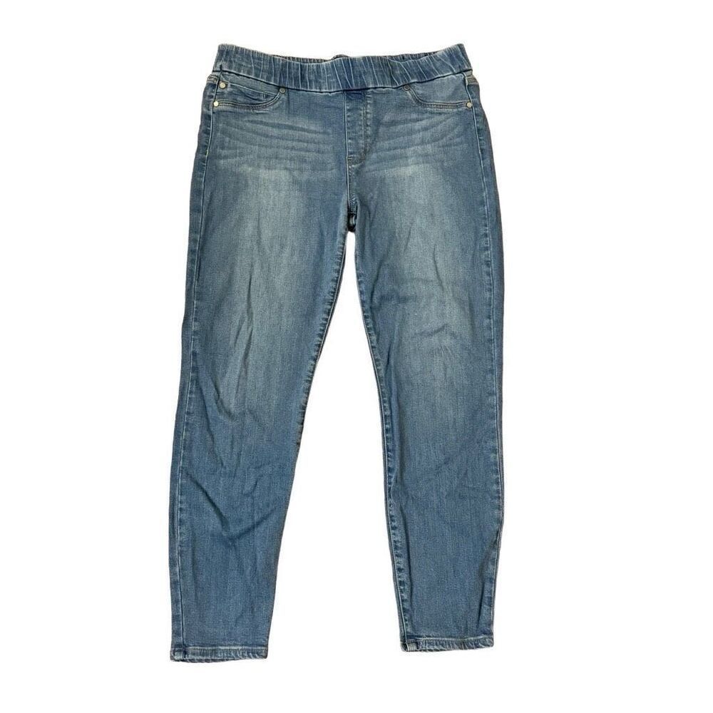 Liverpool Pull On Skinny Jeans Medium Wash Elastic Waist Size 14